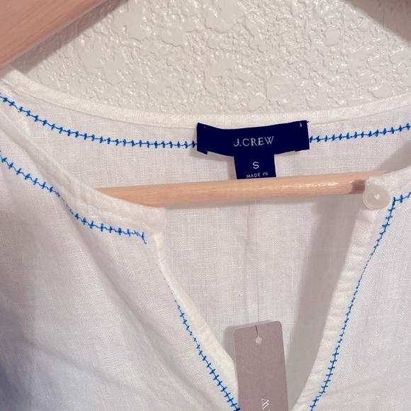 Jcrew blouse beautiful white with blue embroidery - Picture 5 of 5
